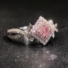 new accessories creative cross winding pink diamond zircon copper ring