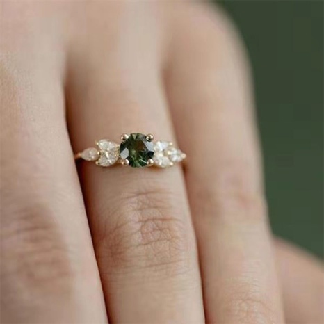 Anillo de cobre con diamante esmeralda a la moda, anillo de bodas, joyería de compromiso para mujer's discount tags