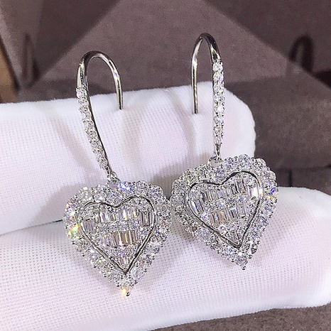 fashion heart shaped inlaid zircon copper zircon earrings wholesale's discount tags