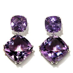 purple square inlaid zircon copper earrings wholesale