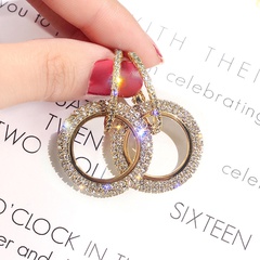 Korean diamond earrings women's geometric circle earrings simple earrings for women
