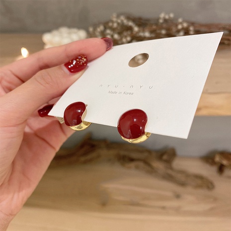 Korean retro new sweet acacia red bean stud earrings female wholesale's discount tags