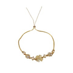 Real gold electroplating Korean summer trendy diamond opal petal flower bracelet