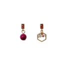 vintage red bean asymmetric alloy geometric inlaid rhinestone earrings wholesalepicture10