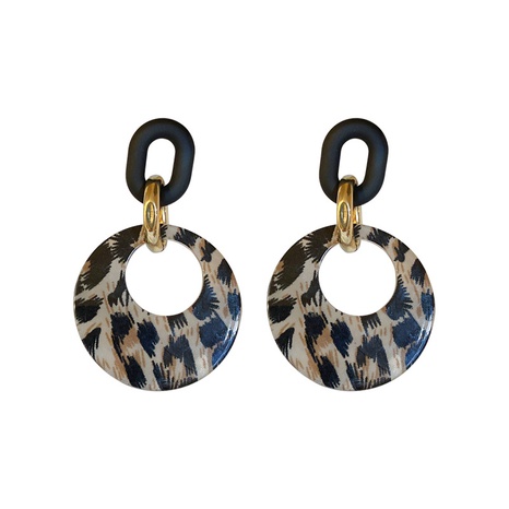 boucles d'oreilles cercle acrylique géométrique imprimé léopard vintage en gros's discount tags