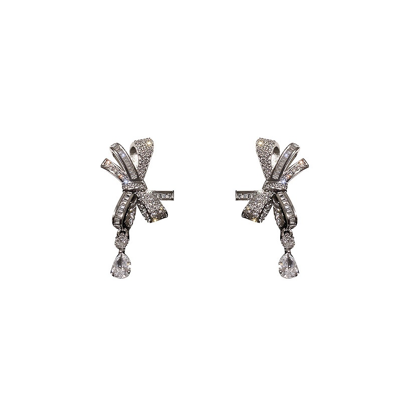 fashion microset zircon bow earrings bracelet necklace set wholesale