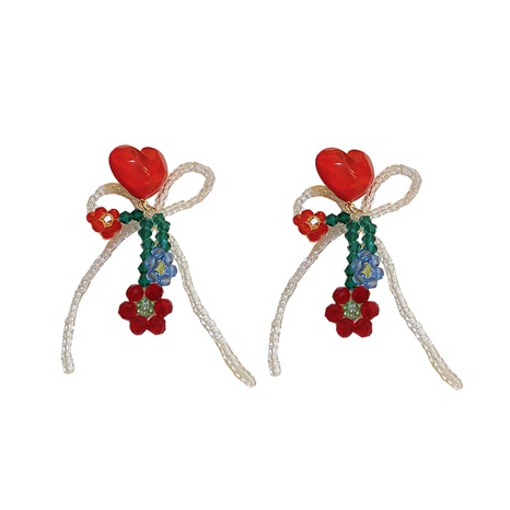vintage resin crystal flower heart bow tassel earrings wholesale's discount tags