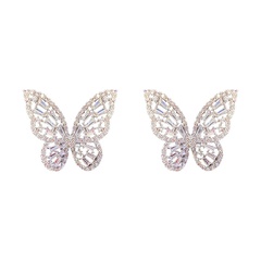 fashion hollow butterfly inlaid rhinestone alloy earring wholesale