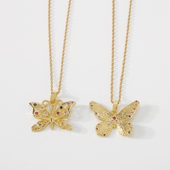 fashion color butterfly necklace simple hollow pendent clavicle chain female