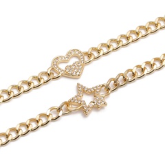 Copper Zircon Adjustable Jewelry Women's heart Star Hollow Bracelet Wholesale
