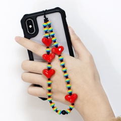 fashion color acrylic rainbow beads mobile phone lanyard female wholesale
