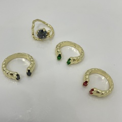 fashion twist micro-encrusted zircon open ring retro alloy ring