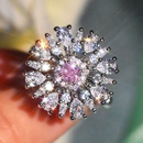 New Cut Diamond Ring Imitation Natural Argyle Pink Zircon Copper Ringpicture7