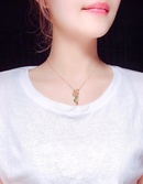Mode vierblttriges Kleeblatt Halskette Nachahmung natrlichen SmaragdKupferAnhngerpicture9