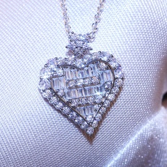 heart-shaped full zircon T square zircon heart stitching group set collarbone necklace