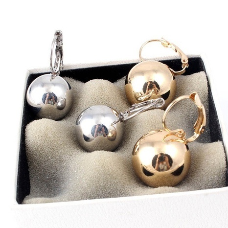 simple creative ball shaped metal copper earrings wholesale NHJCS642771's discount tags