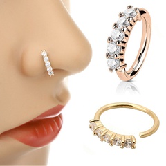 simple geometric inlaid semi-precious stone nose copper ring earrings wholesale