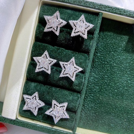 simple star shaped inlaid zircon copper earrings wholesale's discount tags