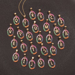 jewelry color 26 English letter pendant copper necklace wholesale