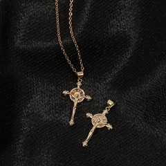 New Simple Religious Zircon Cross Pendant Jesus Creative Copper Necklace