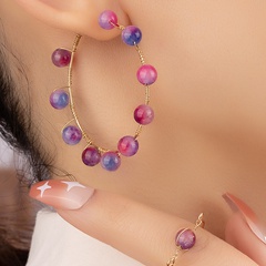 fashion creative multi-color stone geometric alloy earrings wholesale