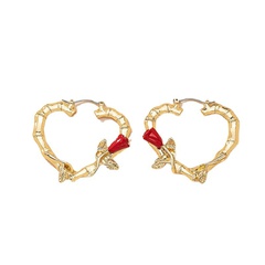 Fashion geometric metal rose heart-shaped vintage alloy earrings
