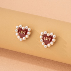 vintage pearl heart-shaped Korea simple alloy earrings wholesale