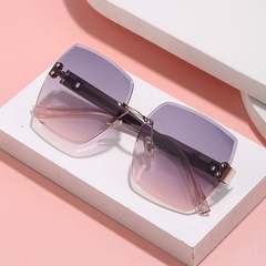 New nylon polarized sunglasses women's frameless diamond cut edge large frame sunglasses