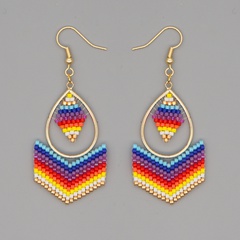 boho miyuki beads handmade woven earrings geometric retro earrings women