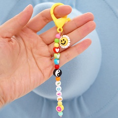 fashion sun smiley flower tai chi figure rainbow beads pendant keychain