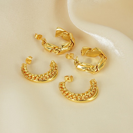 metal braided geometric fashion simple vintage copper earrings NHGI642919's discount tags