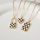 Checkerboard fashion trend pendant heart lock titanium steel clavicle chain wholesale NHGI642921picture8