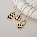 Checkerboard fashion trend pendant heart lock titanium steel clavicle chain wholesale NHGI642921picture9