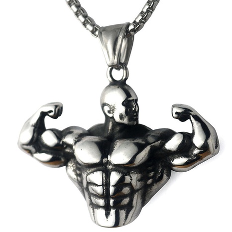 Simple Bodybuilding Arms Muscle Men Pendant Men's Sports Fitness Necklace NHACH642928's discount tags