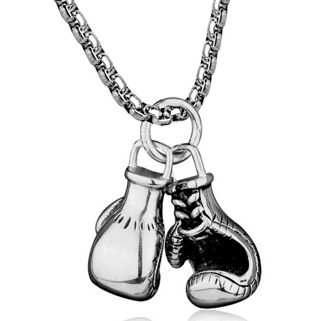 Simple Stainless Steel Pendant Double Boxing Composite Combination Gloves Necklace's discount tags