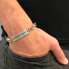 Titanium steel square curved brand men's bracelet simple lettering hand jewelry
