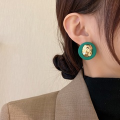 alloy retro green geometric simple earrings wholesale