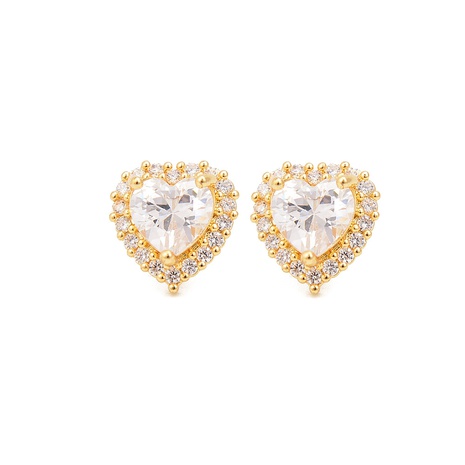korean fashion heart inlaid zircon copper earrings wholesale NHWEI642985's discount tags