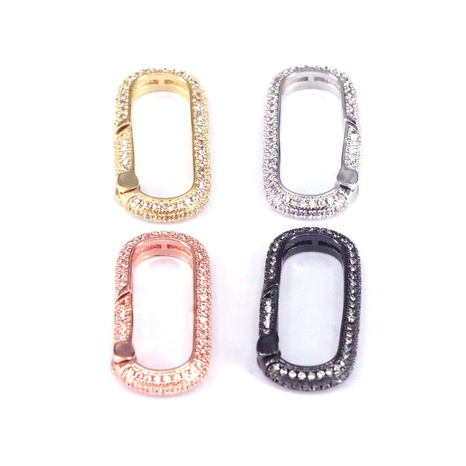new open spring buckle copper gold-plated inlaid zircon oval jewelry button NHWEI642990's discount tags