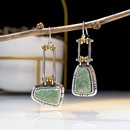new retro turquoise emerald gemstone earrings fashion asymmetric earrings womenpicture6