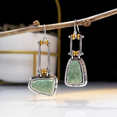 new retro turquoise emerald gemstone earrings fashion asymmetric earrings women
