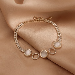 Fashion Simple Diamond Opal Bracelet Geometric Alloy Hand Jewelry Women