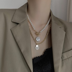 fashion Two-piece pearl chain pendant fashion iron chain necklace