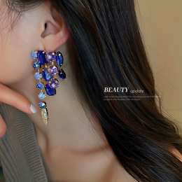 fashion rhinestonestudded irregular geometric copper earrings wholesalepicture8