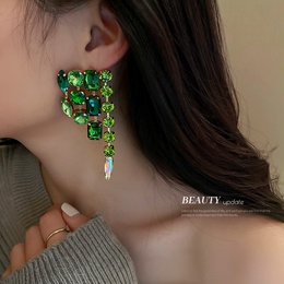 fashion rhinestonestudded irregular geometric copper earrings wholesalepicture10