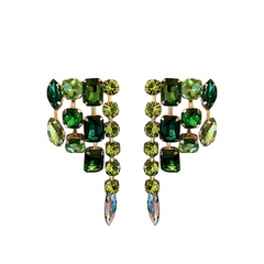fashion rhinestone-studded irregular geometric copper earrings wholesale