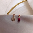 vintage red bean asymmetric alloy geometric inlaid rhinestone earrings wholesalepicture12