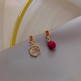vintage red bean asymmetric alloy geometric inlaid rhinestone earrings wholesalepicture11