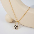 Checkerboard fashion trend pendant heart lock titanium steel clavicle chain wholesale NHGI642921picture11