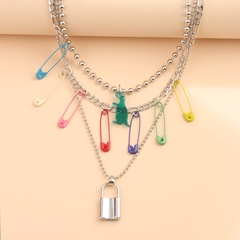 fashion color pin collarbone chain fashion ball lock multi-layer ecklace